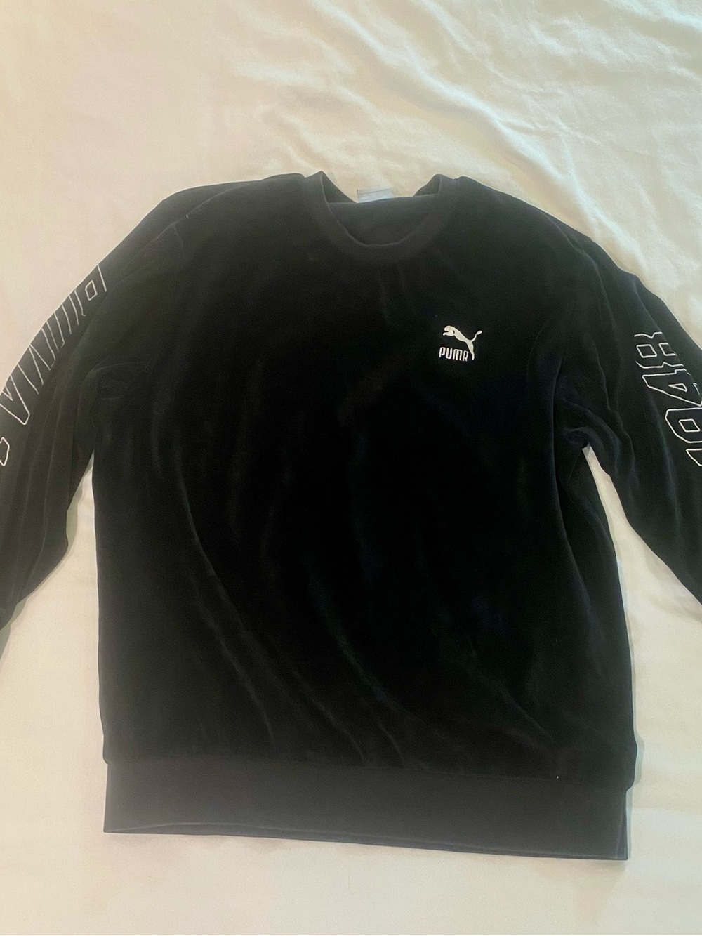 Puma Black Crew Sweatshirt with White Puma Logo and Puma 1948 on sleeves